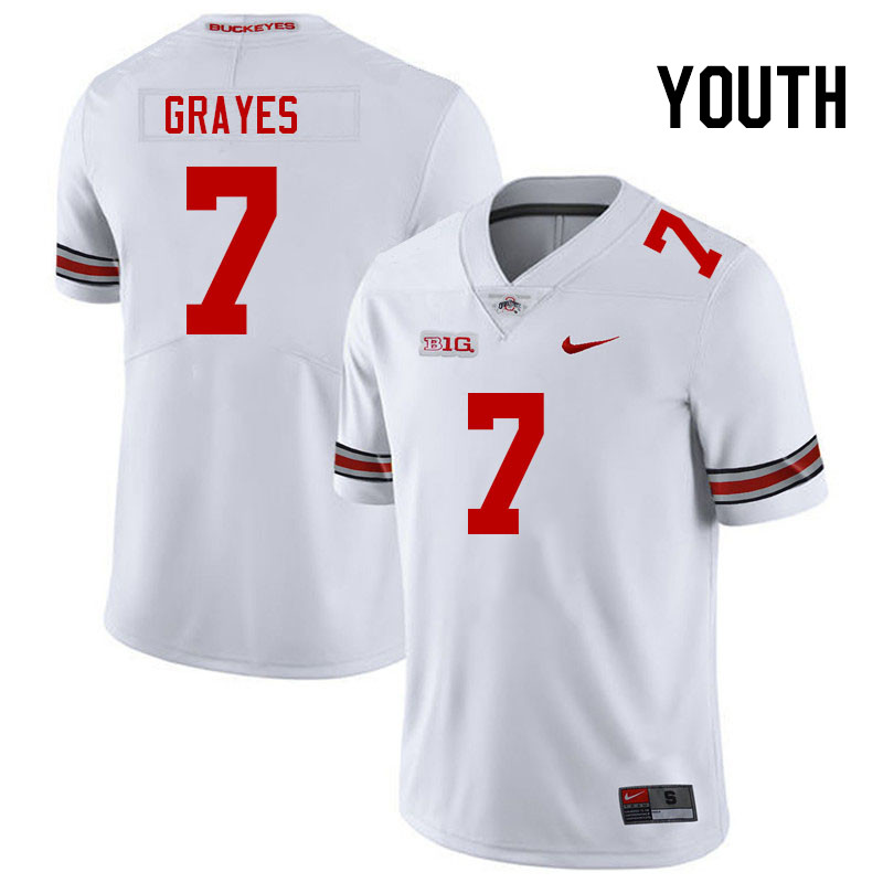 Youth #7 Kyion Grayes Ohio State Buckeyes College Football Jerseys Stitched-White